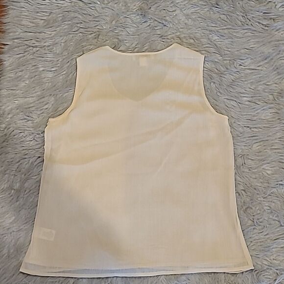 Coldwater creek womens tan sequin sheer vneck tank top size 8 - Picture 4 of 4